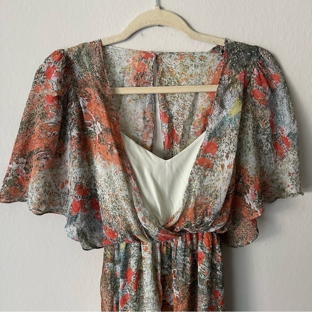 Alice + Olivia Floral Maxi Silk Dress XS Wedding Spring Bridal - Picture 9 of 15